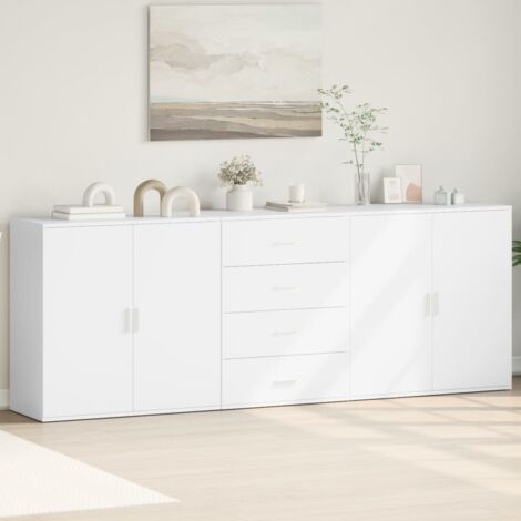 Vidaxl – Buffet blanc 3 pcs en bois d'ingénierie – Dimensions : 79x38x80 cm et 60x39x80 cm – Résistant à l'humidité – Grand espace de rangement (1/5)