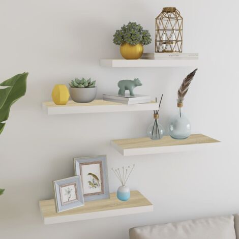 Étagères flottantes 4 pcs chêne et blanc 60x23,5x3,8 cm MDF vidaXL
