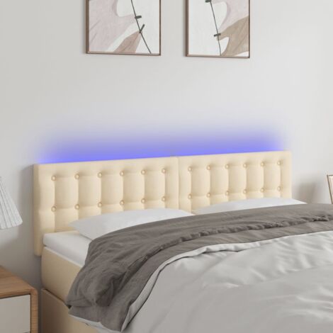 Tête de lit à LED Crème 144x5x78/88 cm Tissu vidaXL