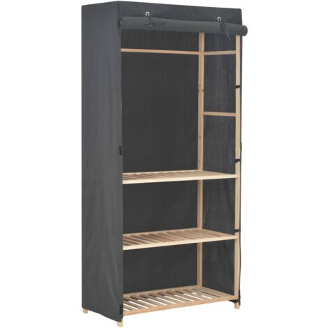 Garde-robe à 3 niveaux Gris 79 x 40 x 170 cm Tissu vidaXL