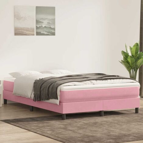 vidaXL Sommier à lattes de lit sans matelas rose 160x220 cm velours (1/5)