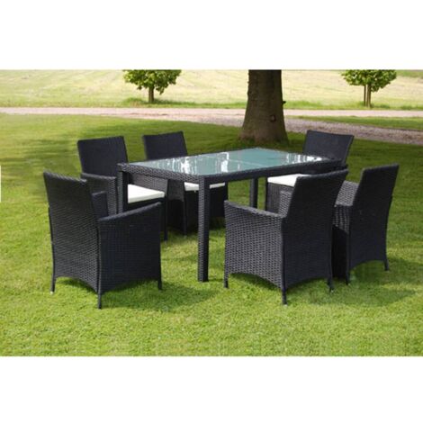 Ensemble à manger d'extérieur 7 pcs et coussins résine tressée vidaXL