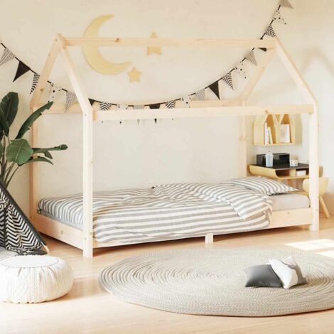 Vidaxl – Lit cabane en bois de pin massif 70x140 cm – Dimensions totales 146x78x121,5 cm – Lattes en contreplaqué pour confort optimal