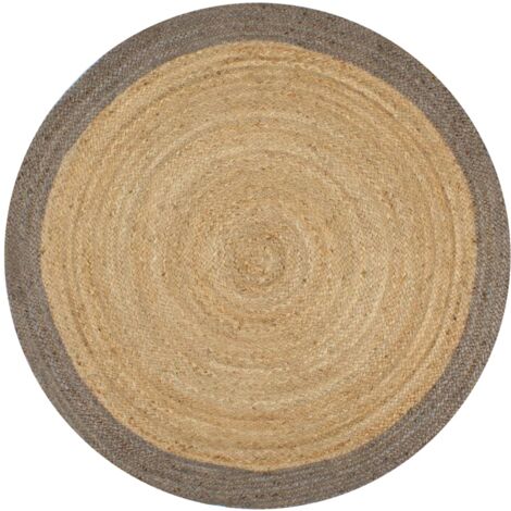 Tapis fait à la main Jute avec bord gris 120 cm vidaXL