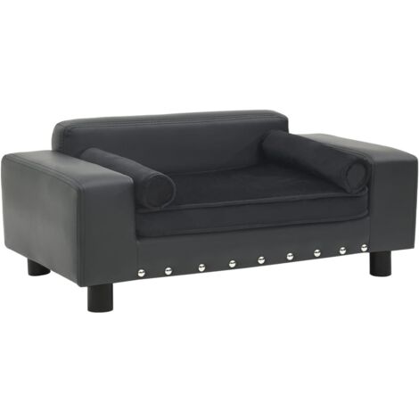Canapé pour chien Gris foncé 81x43x31 cm Peluche et similicuir vidaXL