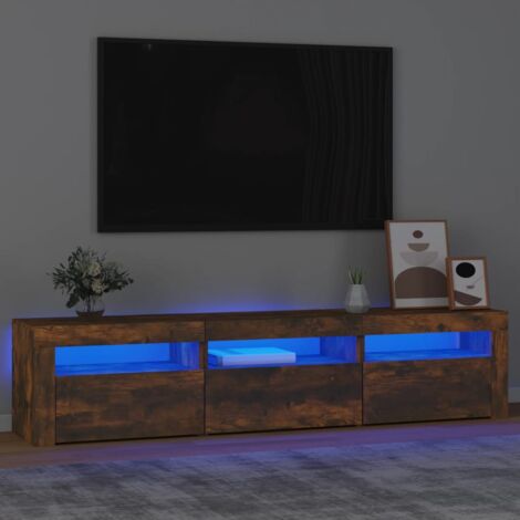 Meuble TV avec lumières LED Chêne fumé 180x35x40 cm vidaXL