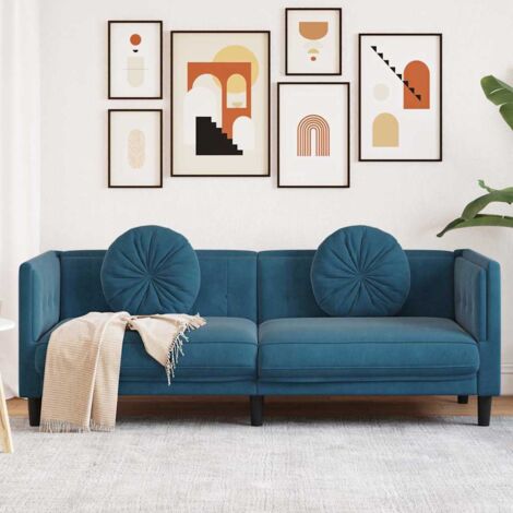 Canapé avec coussins 3 places bleu velours vidaXL270632 (1/5)