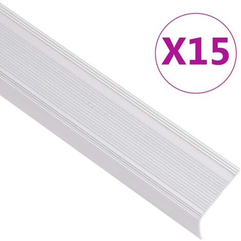 Nez de marche forme en L 15 pcs aluminium 90 cm argenté (1/6)