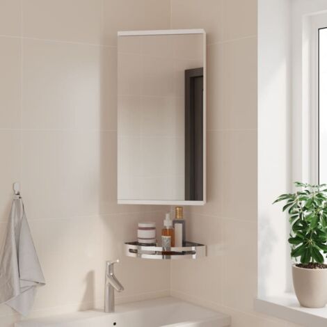 Vidaxl – Armoire murale de salle de bain à miroir d'angle blanc 30x24x60 cm – Bois d'ingénierie – 2 étagères amovibles – Installation murale