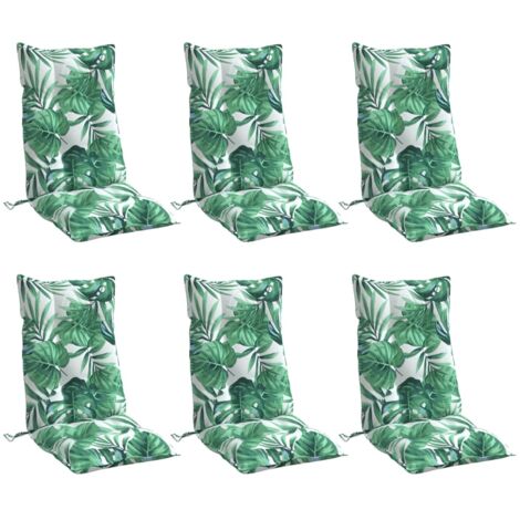 vidaXL Coussins de chaise à dossier haut lot de 6 modèle de feuille