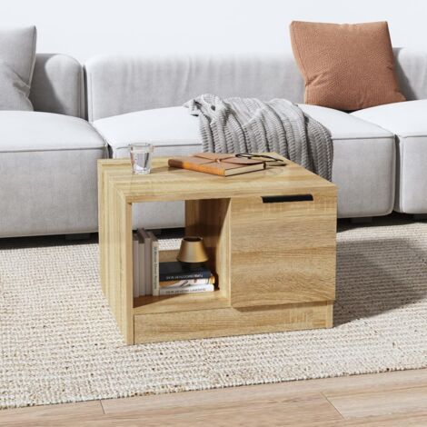 Vidaxl – Table basse fixe chêne sonoma 50x50x36 cm – Bois d'ingénierie résistant à l'humidité – Compartiments de rangement intégrés
