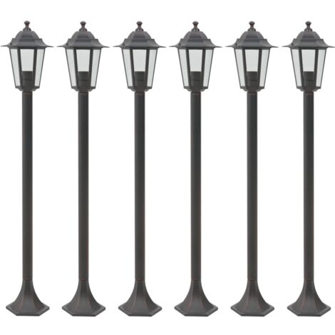 Vidaxl – Lot de 6 lampes de jardin à piquet E27 110 cm – Aluminium bronze – IP44 pour extérieur – Alimentation 220-240V