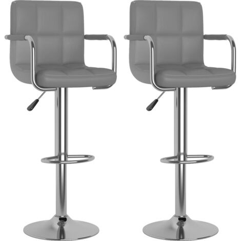Tabourets de bar Lot de 2 - Tabourets Hauts - Chaises Fauteuil de bar gris similicuir vidaXL (1/7)