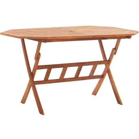 Vidaxl – Table de jardin pliable 135 x 85 x 75 cm – Bois d'acacia massif résistant aux intempéries – Avec trou pour parasol – Assemblage requis