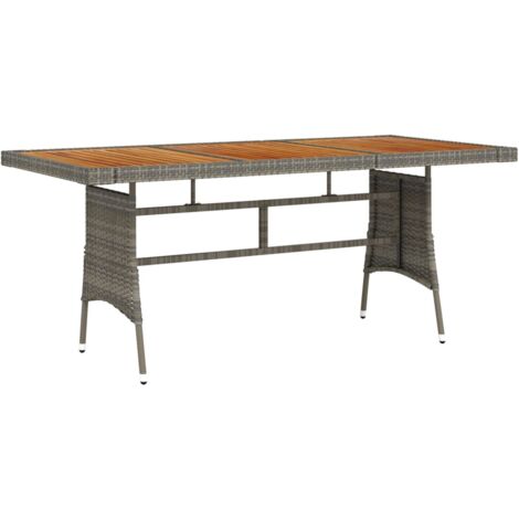 Table de jardin Gris 160x70x72 cm Résine tressée et acacia vidaXL