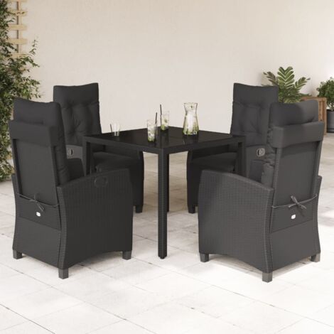Ensemble à manger de jardin coussins 5pcs Noir Résine tressée vidaXL (1/5)