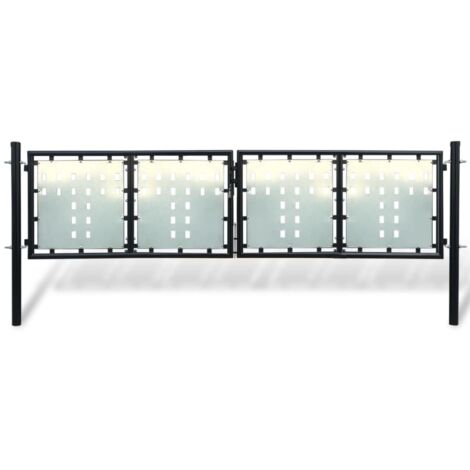 Portail simple de clôture Noir 300x125 cm vidaXL