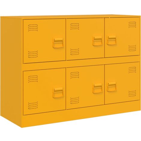 Vidaxl – Buffet jaune moutarde 99x39x73 cm en acier – 6 compartiments avec portes – Capacité de charge 90 kg – Poignées en métal - vidaXL186011