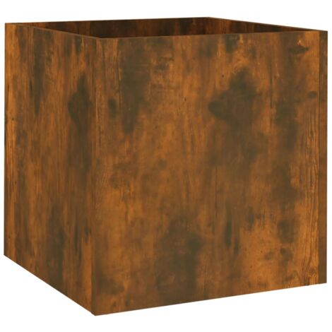 Vidaxl – Jardinière en bois d'ingénierie chêne fumé 40x40x40 cm – Résistante à l'humidité – Pour intérieur et extérieur – Montage facile (1/5)