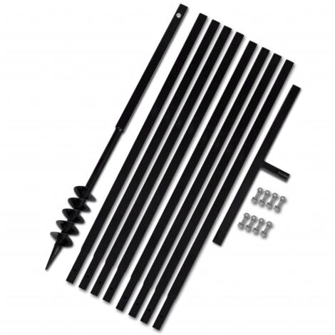 Vidaxl – Tarière manuelle 1 m avec tube d'extension 9 m – Acier super résistant – Double spirale 80 mm pour perçage efficace