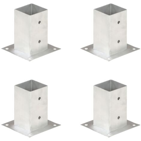Vidaxl – Ancrages de poteau 4 pcs métal galvanisé 81 mm – Fixation au sol pour béton et bois – Résistant à la rouille – Pour tubes carrés