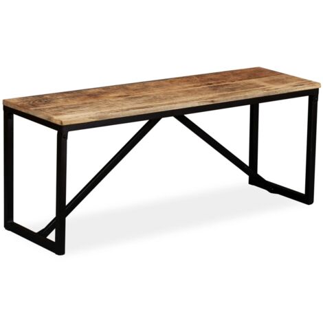 Vidaxl – Banc en bois de manguier massif 110 x 35 x 45 cm – Cadre en acier robuste – Style industriel vintage – Facile à assembler