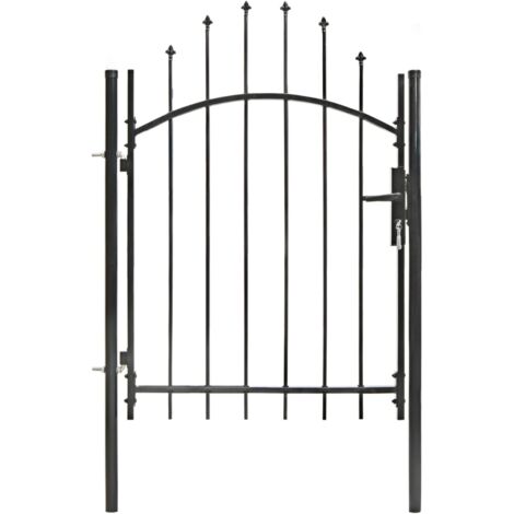 Vidaxl – Portail de jardin en acier noir 1x1 m – Design moderne avec renforts horizontaux – Système de verrouillage inclus (1/6)