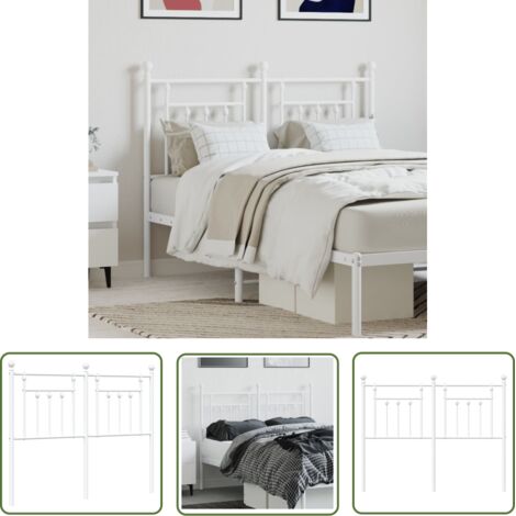 The Living Store Tête de lit métal blanc 120 cm - Tête De Lit - Lit Double - Tête De Lit Blanche - Tête De Lit Métal - Mobilier Chambre (1/5)