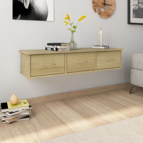 Vidaxl – Étagère murale à tiroirs en bois d'ingénierie – Dimensions 88x26x18,5 cm – Style Sonoma – Charge maximale élevée