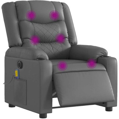 Fauteuil de massage inclinable électrique gris similicuir vidaXL (1/5)