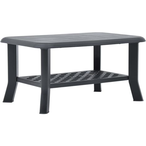 Vidaxl – Table basse fixe anthracite 90x60x46 cm – Plastique résistant aux intempéries – Étagère de rangement intégrée – Design léger et pratique