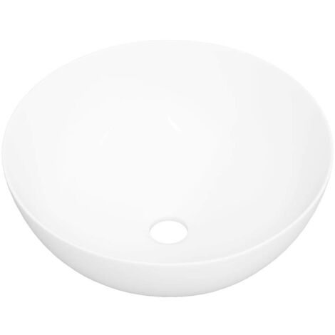Vidaxl – Vasque à poser ronde 36x15 cm – Céramique blanche brillante – Installation au-dessus du comptoir – Diamètre trou de vidange 4,5 cm