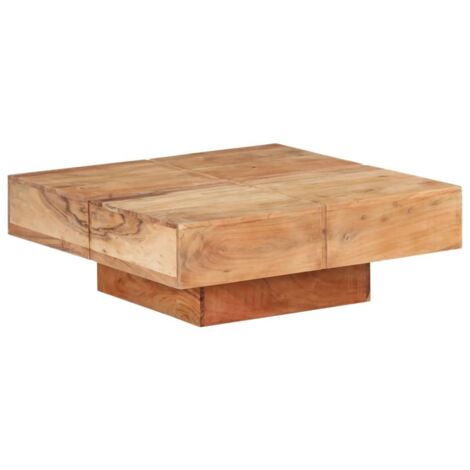 Vidaxl – Table basse fixe 80x80x28 cm en bois d'acacia massif – Finition naturelle – Design élégant pour salon ou bureau