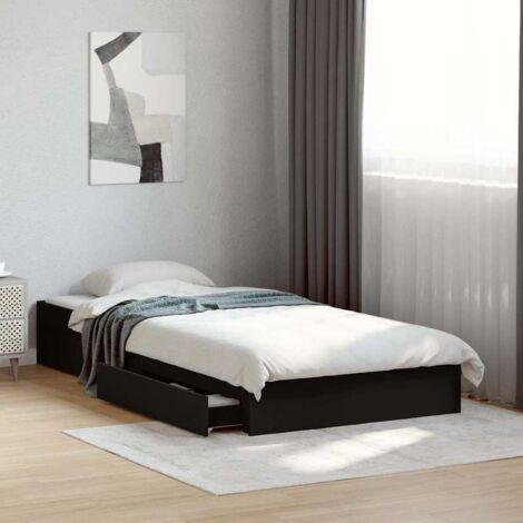 Cadre de lit avec tiroirs sans matelas noir 75x190 cm vidaXL
