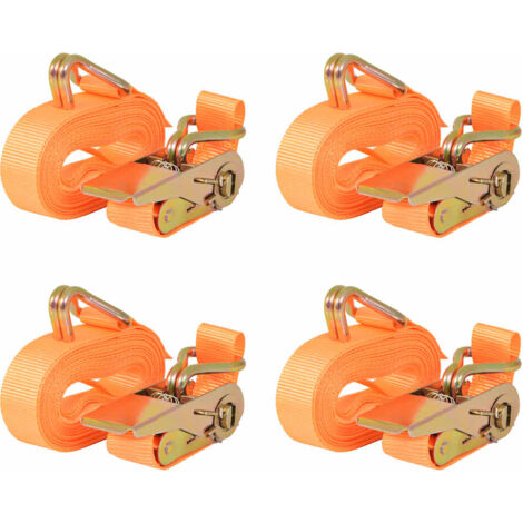 vidaXL Sangle d’arrimage à cliquet 4 pcs 0,4 tonne 6 m x 25 mm Orange