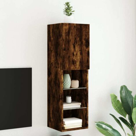 Meuble TV avec lumières LED chêne fumé 30,5x30x102 cm vidaXL