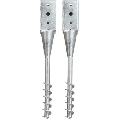 Piquets au sol 2 pcs Argenté 10x10x57 cm Acier galvanisé