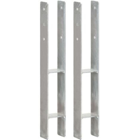 Piquets de clôture 2 pcs Argenté 8x6x60 cm Acier galvanisé vidaXL (1/7)