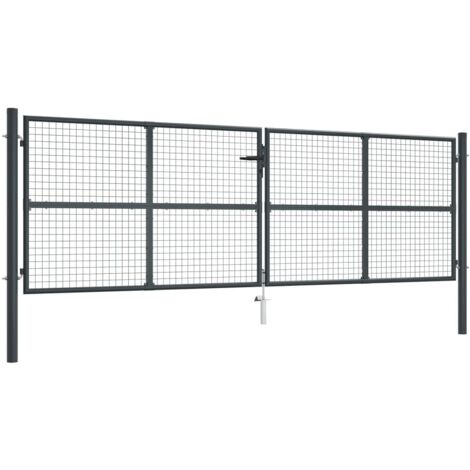 Portail de jardin grillagé en acier galvanisé 400 x 125 cm Gris vidaXL