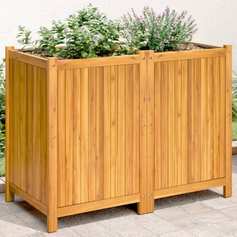 Vidaxl – Jardinière en bois d'acacia massif 100x50x75 cm – Doublure non-tissée – Drainage optimal pour racines – Assemblage requis