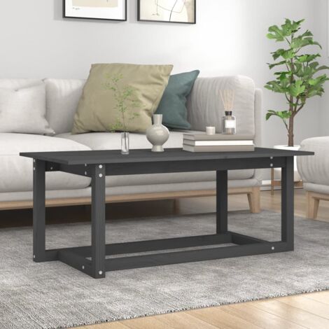 vidaXL Table basse Gris 110x55x45 cm Bois massif de pin (1/5)