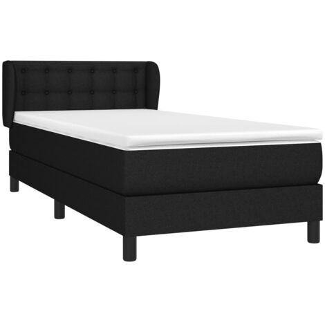Lit à sommier tapissier avec matelas Noir 90x200 cm Tissu (1/5)