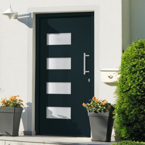 Porte d'entrée Aluminium et PVC Anthracite 100x200 cm vidaXL