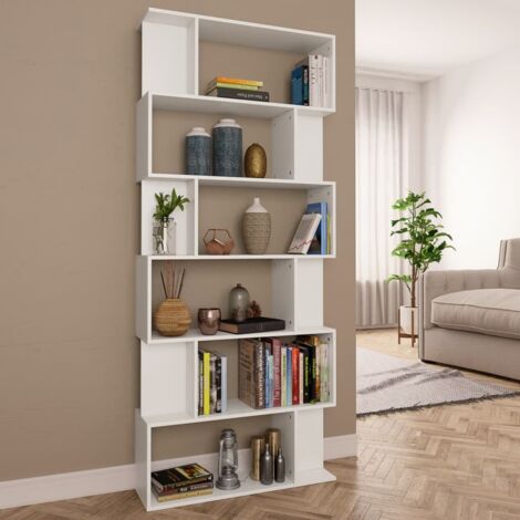 Vidaxl – Bibliothèque séparateur de pièce blanc 80 x 24 x 192 cm – Bois d'ingénierie – 6 grands et 12 petits compartiments