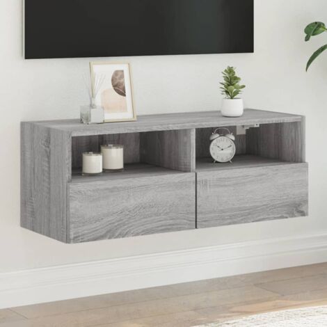 Meuble TV mural sonoma gris 80x30x30 cm bois d'ingénierie vidaXL