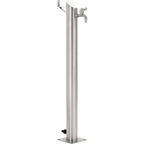 Vidaxl – Colonne d'eau en acier inoxydable 95 cm – Fontaine de jardin ronde – Robinet inclus – Tuyau d'eau compatible – Montage facile