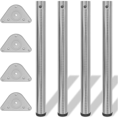 4 pieds de table réglables en hauteur 710 mm Nickel brossé vidaXL