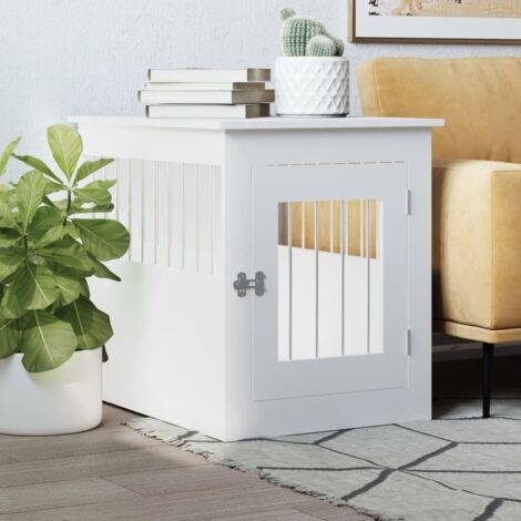 Meuble de cage pour chiens blanc 55x75x65 cm bois d'ingénierie vidaXL (1/6)