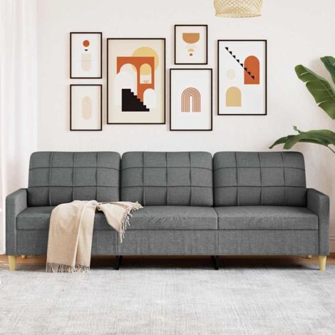 Vidaxl – Canapé 3 places gris foncé 210 cm – Tissu polyester durable – Accoudoirs rembourrés – Design moderne pour salon - vidaXL887991