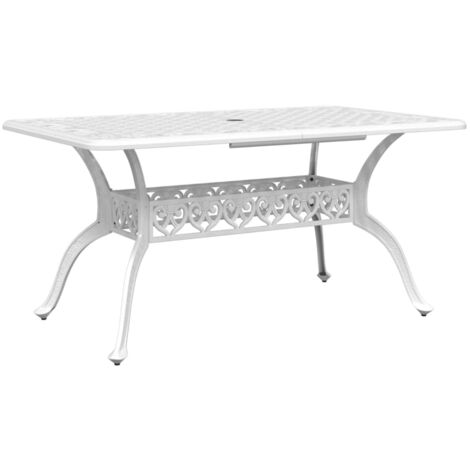 Table de jardin blanc 150x90x72 cm aluminium coulé vidaXL (1/6)
